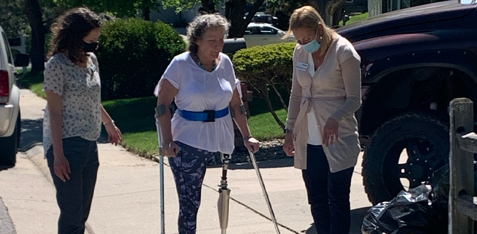 Woman with Prosthetic Leg