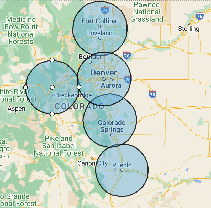 Agile Ortho Service Areas in Colorado Map